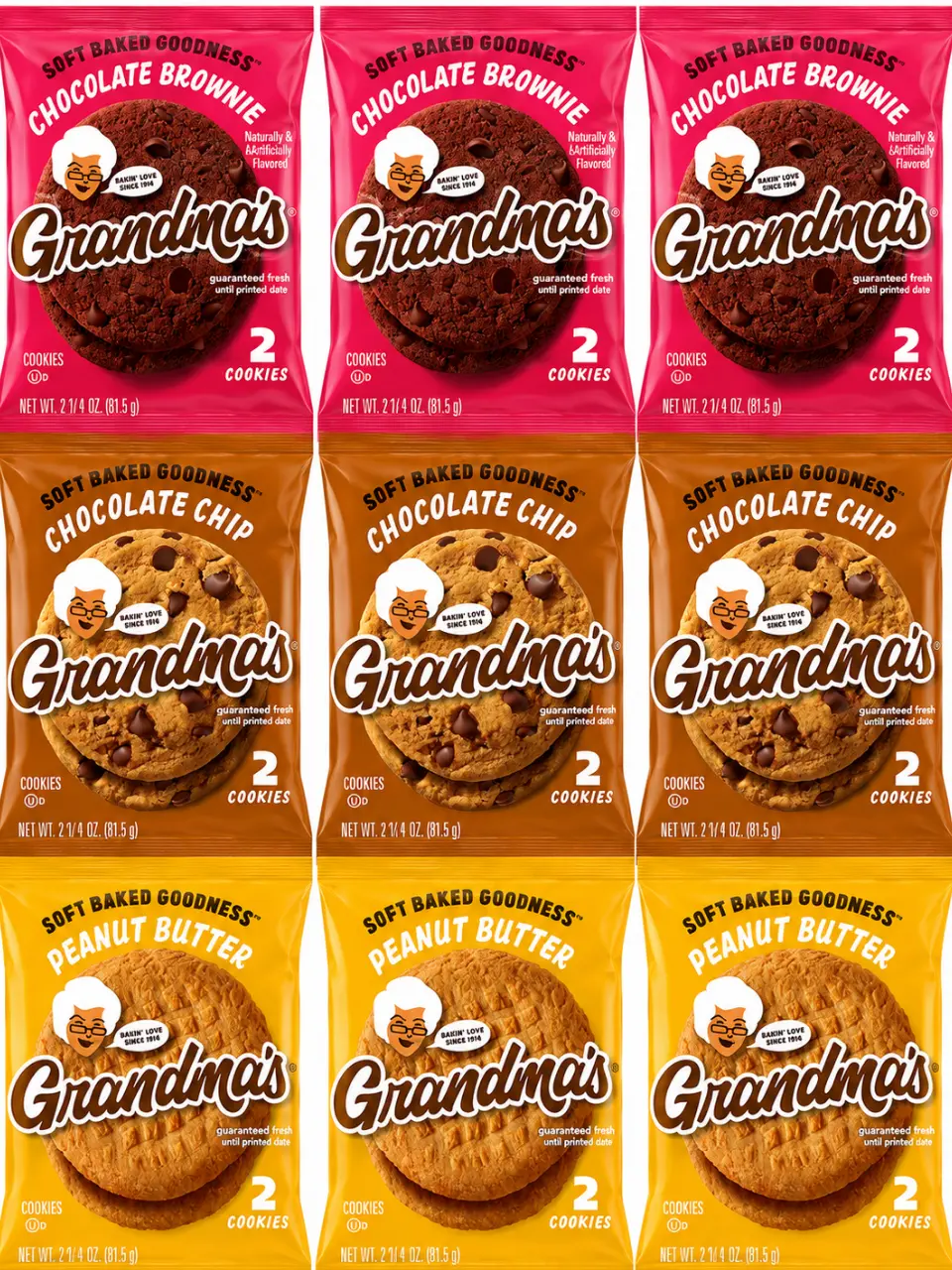 Soft Baked -Grandma's Cookies- Variety Pack-9 Pack or 12 Pack  2.5oz Bags | NYC Bodega Cookies | Chocolate Brownie, Chocolate Chip & Peanut Butter Cookies | 9 Pack or 12 Pack – NY Snack Pantry