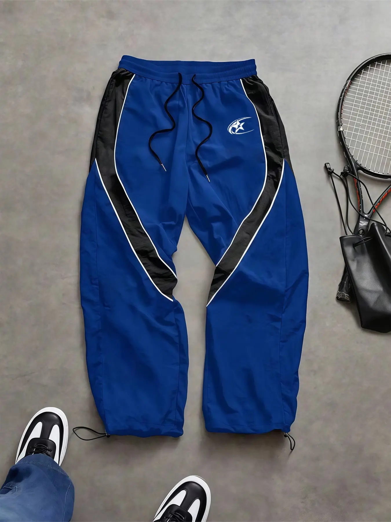 Men's Fashion Printed Casual Sports Pants, Athleisure Bottoms, Nylon Fabric, Lightweight Breathable, Waist Drawstring, Adjustable Ankle Cuff, Perfect for Daily Wear, Lightweight Sweatpants