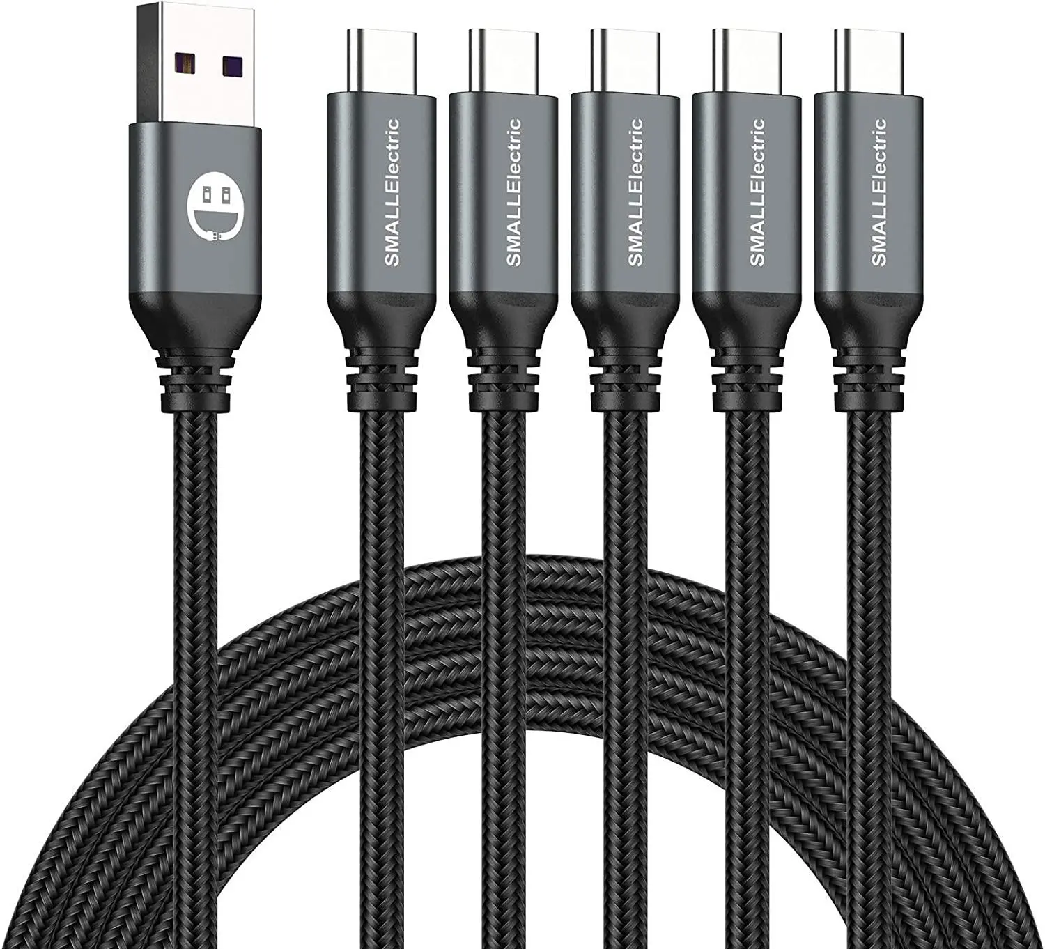 6Ft Braided USB-C Fast Charging Cable 5-Pack