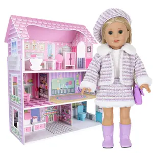 DEARBEI Scene Doll Set, including dolls and matching doll scenes, suitable for children's scene play games, exquisite scene construction, multi-element doll set accessories