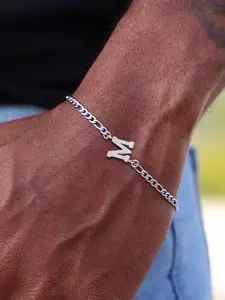 Men's Vintage Simple Stainless Steel Figaro Chain Bracelet, Casual Trendy Letter Design Bracelet, Fashionable Jewelry for Daily & Party Decor, Letter Link Bracelet