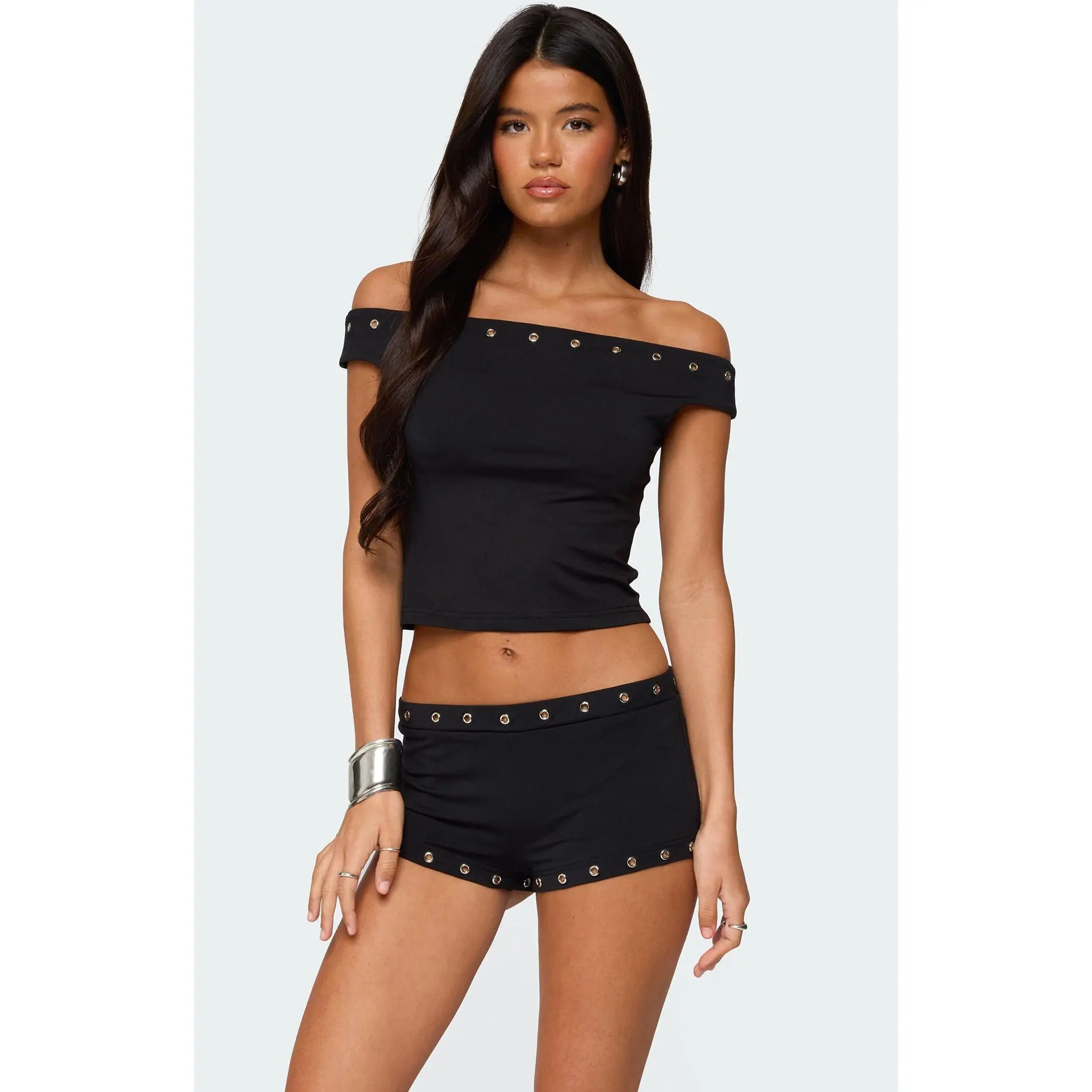 Edikted Women's Neriah Grommet Off Shoulder Top