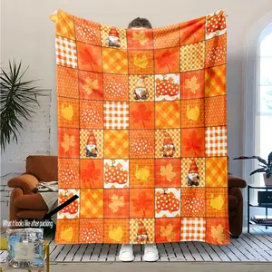 Christmas Elf Blanket with Halloween Elements, Soft Warm Polyester Fiber Throw, Festive Design, All Seasons Comfort