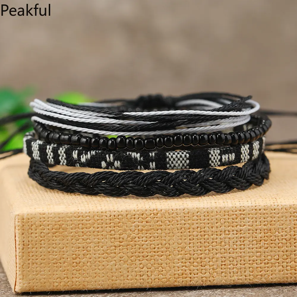 4 /24 Pcs Boho Surfer Bracelet Anklets Braided Bracelet Colorful String Rope Ankle Bracelets Waterproof Summer Beach Jewelry