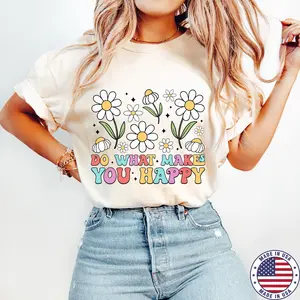 Do What Makes You Happy , Bright Doodle, Floral Mama, Daisy Flower , Mental Health Tshirt