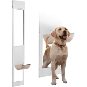 VEVOR Dog Door for Sliding Glass Door, 91 to 96 in Adjustable Height, Aluminum Alloy Frame with Metal Rotating Hinges, Lock Design, 8 1/4x 12 1/4 in Flap, Sliding Glass Pet Door for RentersVEVOR Super Brand Day