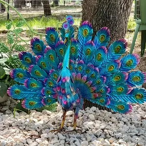 1pc Large Metal Painted Peacock Garden Sculpture for Fountain, Pool, Yard, Lawn, Garden Art, Easter, Halloween, Mother's Day, Thanksgiving, Fall Decor