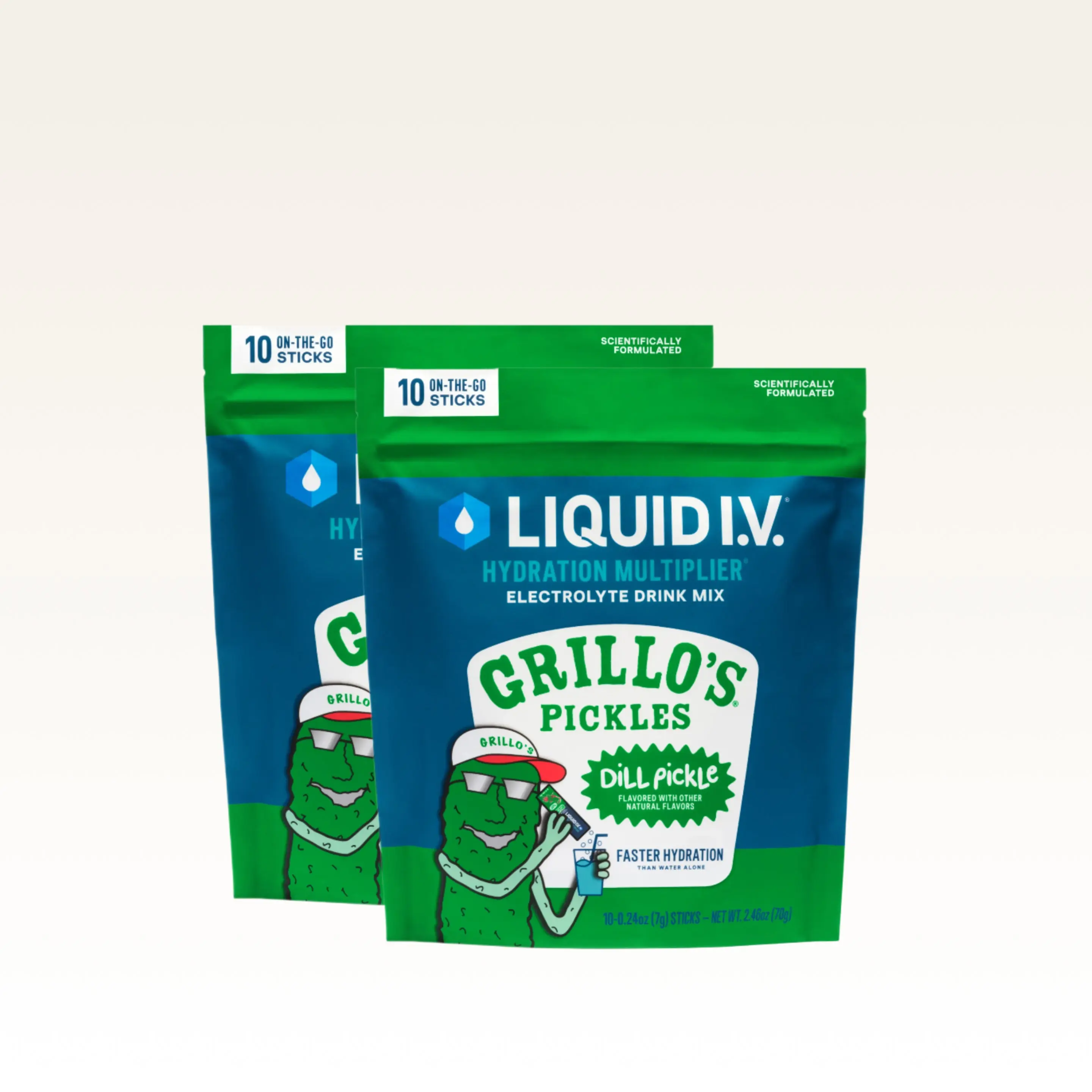 Liquid I.V. Hydration Multiplier - Grillo's Pickles - Hydration Powder Packets | Electrolyte Powder Drink Mix | Convenient Single-Serving Sticks | 8 Vitamins & Nutrients | 2 Pack (20 Servings)