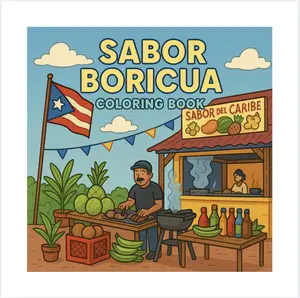 Sabor Boricua Coloring Book with Coloring Pages, Puerto Rican Food Culture Themed Art Supply, Boricua Gift for Art Enthusiasts