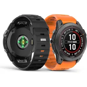 2Pack QuickFit 26 mm Watch Band Compatible with Garmin Fenix 7X Pro/7X/6X Pro/6X/5X/5X Plus/3/Descent MK2i/Instinct 2X, Silicone Strap Easy-fit Replacement Sport Wristband, Black/Orange