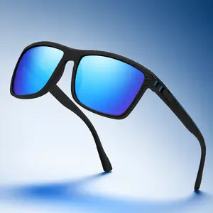 Polarized Sunglasses for Men Women, 100% UV Protection Blue Mirror Lens, Anti-Glare Matte Black Frame for Driving Fishing Outdoor