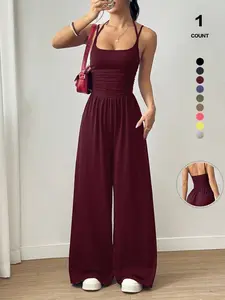 Women's Strapless Casual Wrap Dress Jumpsuit, Fashionable Home Wear, Versatile, Comfortable and Stylish One-Piece