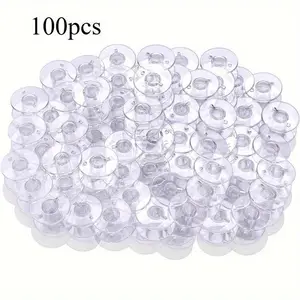 Transparent Sewing Machine Spool, 100pcs Household Transparent Plastic Bobbin, Sewing Accessories for Home & Sewing Shop, Sewing Tools Accessories, Sewing Supplies