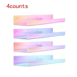 Acrylic Shelf Divider, 4 Counts/set Clear Floating Shelf Divider, Home Organizer for Living Room, Bedroom, Kitchen, Bathroom