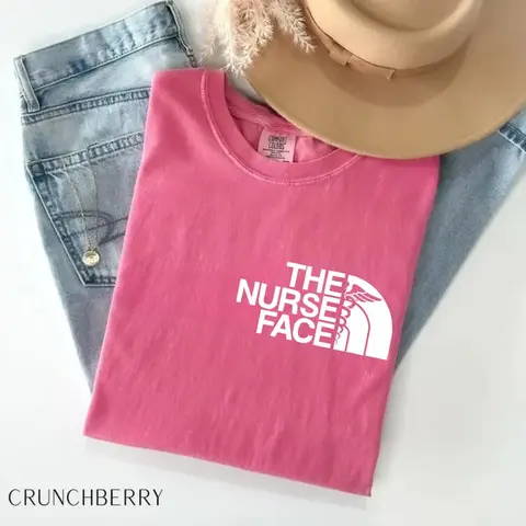 Comfort Colors The Nurse Face T-Shirt, a nurse appreciation and nurse life graphic tee, perfect for students, registered nurses, and healthcare heroes.