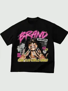 Y2K Streetwear Graphic Print T-Shirt, Casual Short Sleeve Fitted Tee, Perfect for Hip Hop, Music Festivals, Daily Wear