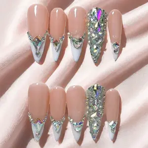 Handmade Medium/Long Length Glossy Nails 10Pcs Repeated Use Press On Nails （OPP bag packaging）