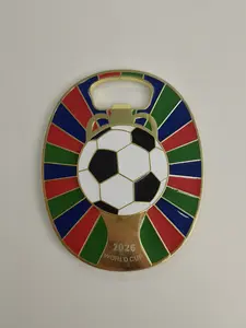 2026 Soccer Fan Commemorative Bottle Opener Keychain - Multi-Color Trophy Style Football Accessory