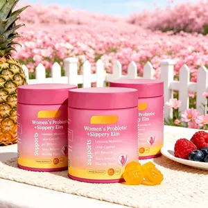 Her Juicy Vaginal Flora Probiotic Gummies Slippery Elm Soothing Extract Prebiotic Lactobacillus Blend for Female Dryness & Balanced pH, Hawaiian Pineapple 60 Chews