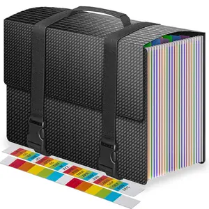 25-Tab File Folder with Handle, Portable Document Organizer for Receipts, Bills, A4/letter Size Papers, Adjustable Straps, Diamond Pattern