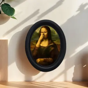 Vintage Art Style Mona Lisa Pattern Decorative Vintage Design Oval Wood Wall Art Home Item, Perfect for Halloween Christmas Thanksgiving, Ideal for Room Decoration