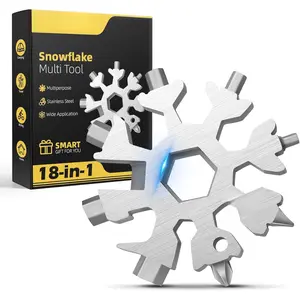 18-in-1 Snowflake Multi-Tool, Stainless Steel Snowflake Bottle Opener/Flat-Head and Phillips Screwdriver Set/Wrench, Men's Christmas Gift (Standard Model - Stainless Steel)