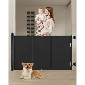 71 inch Retractable Baby Gates 34 inch Tall, Retractable Gate with Reinforced Strip Design to Prevent Crawling Through, 6 FT Retractable Dog Gate for Stairs, Doorways, Hallways, Indoor/Outdoor