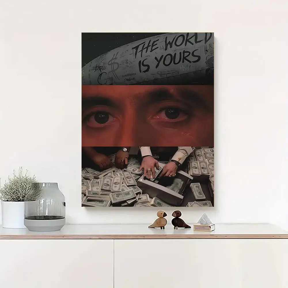 【Framed】Classic Gangster Movie Wall Decor, Tony Montana Scarface Canvas Print Poster, Unique Creative Art Mural for Bedroom & Living Room, Collectible Gift for Movie Lovers & Players style