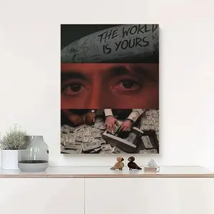 Classic Gangster Movie Wall Decor, Tony Montana Scarface Canvas Print Poster, Unique Creative Art Mural for Bedroom & Living Room, Collectible Gift for Movie Lovers & Players