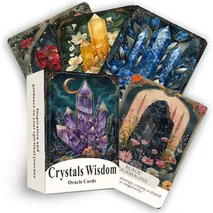 Crystal Wisdom Oracle Cards Set, 44 Card Deck,13x9.9cm, Enhance Creativity & Insight, Perfect Gift for Spiritual Growth