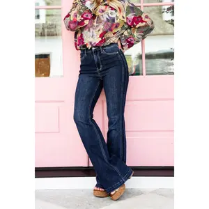 Judy Blue  Belong To Me  High Rise Dark Wash Angled Side Seam Flare Jeans