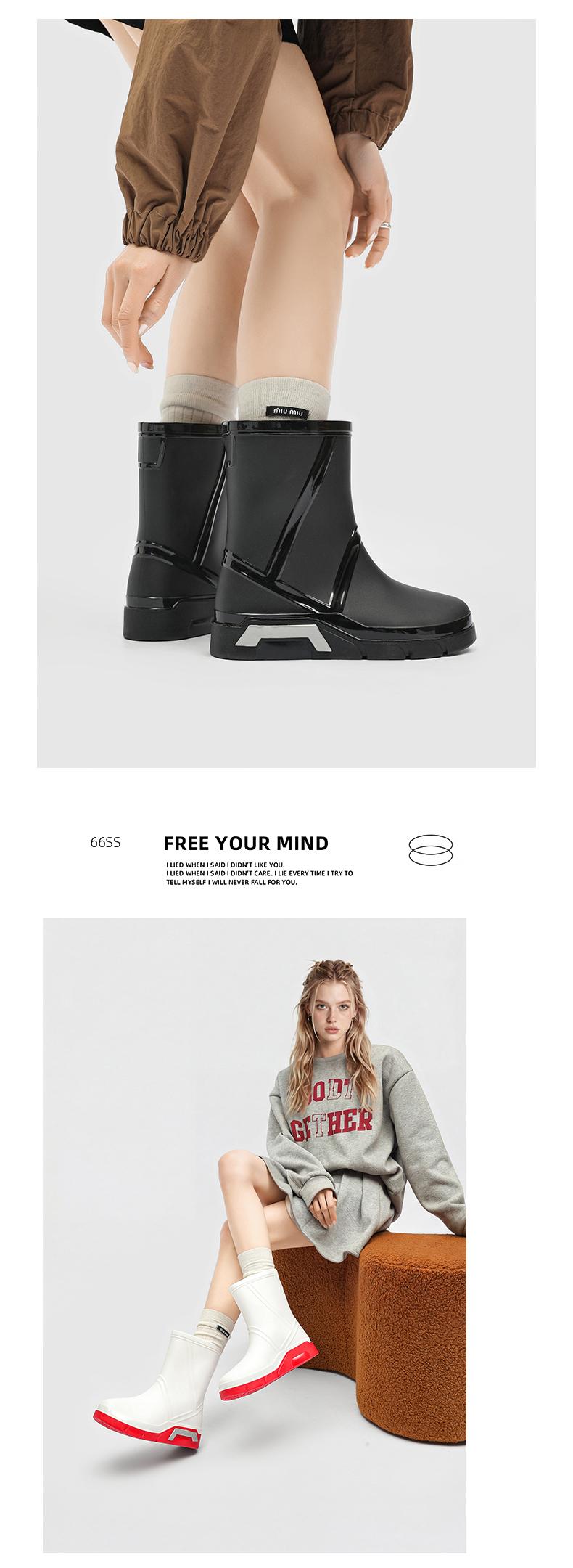 Black Waterproof Rain Boots Men Women Non Slip Rubber Boots Mid Calf Lightweight Work Boots Outdoor Fishing Garden Rain Shoes Trending TikTok