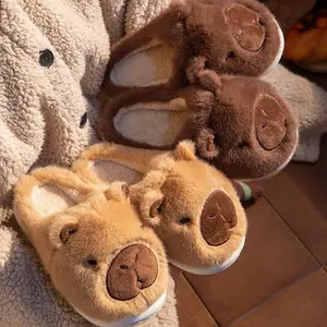 Cozy Capybara Slippers for Women Men Fuzzy Plush House Slippers Non-Slip Warm Thick Sole Slippers Cute Animal Design Fashion Indoor Slippers for Fall Winter Spring