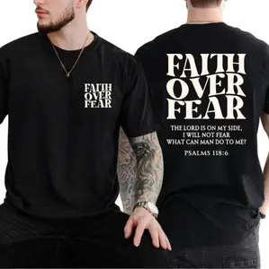 Faith Over Fear Christian T Shirt With Jesus Inspired Design For Believers Casual Cotton Tee Crewneck