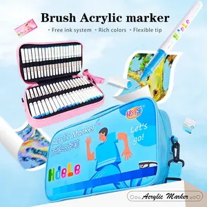 Guangna New Upgraded Premium Paint Pens, Acrylic Paint Markers, Brush Markers, Solid Ink, Smooth Application, Comprehensive Colors, Ideal for Handicrafts and Art Supplies
