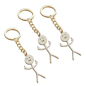 Funny Doodle Stainless Steel Keychain Middle Finger Pendant Keyring Long Distance Friendship Jewelry for Men Women