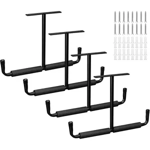 4 Pack Overhead Ceiling Hook Rack, Heavy Duty Ceiling Mount Hangers, Double T-Bar Metal Ladder Ceiling Racks,  for , Pipe Lumber, Fishing Rod,  Equipment