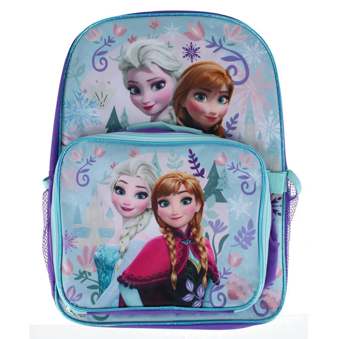 CTM Girl's Disney Frozen Elsa and Anna Backpack and Lunchbox Set, Backpacks