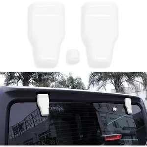 for Jeep JL Rear Tail Window Hinge & Rain Wiper Nozzle Cover Trim for 2018-2025+ Jeep Wrangler JLU Gladiator JT 4xe JLU Sport Sahara Freedom Rubicon Unlimited Exterior Accessories White 3PCS