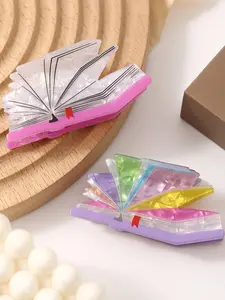 2pcs Women's Cartoon Book Hair Clips, Cute Multi-Color Design, Perfect for Daily Half-Up Hairstyles, Simple & Stylish Accessory, Super Cute Clips