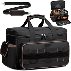 17 Inch Heavy Duty Tool Bags for Men Women, 20 Pockets Portable Tool Bag with Adjustable  Strap, Wide Mouth Tool Bag Organizer for Electricians Mechanics Carpenters HVAC