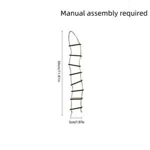 Creative Wooden Rope Ladder Set, DIY Garden Miniature Landscape Decoration, Fairy Bridge Dwarf Climbing Stairs, Wood Ornament, Manual Assembly Required