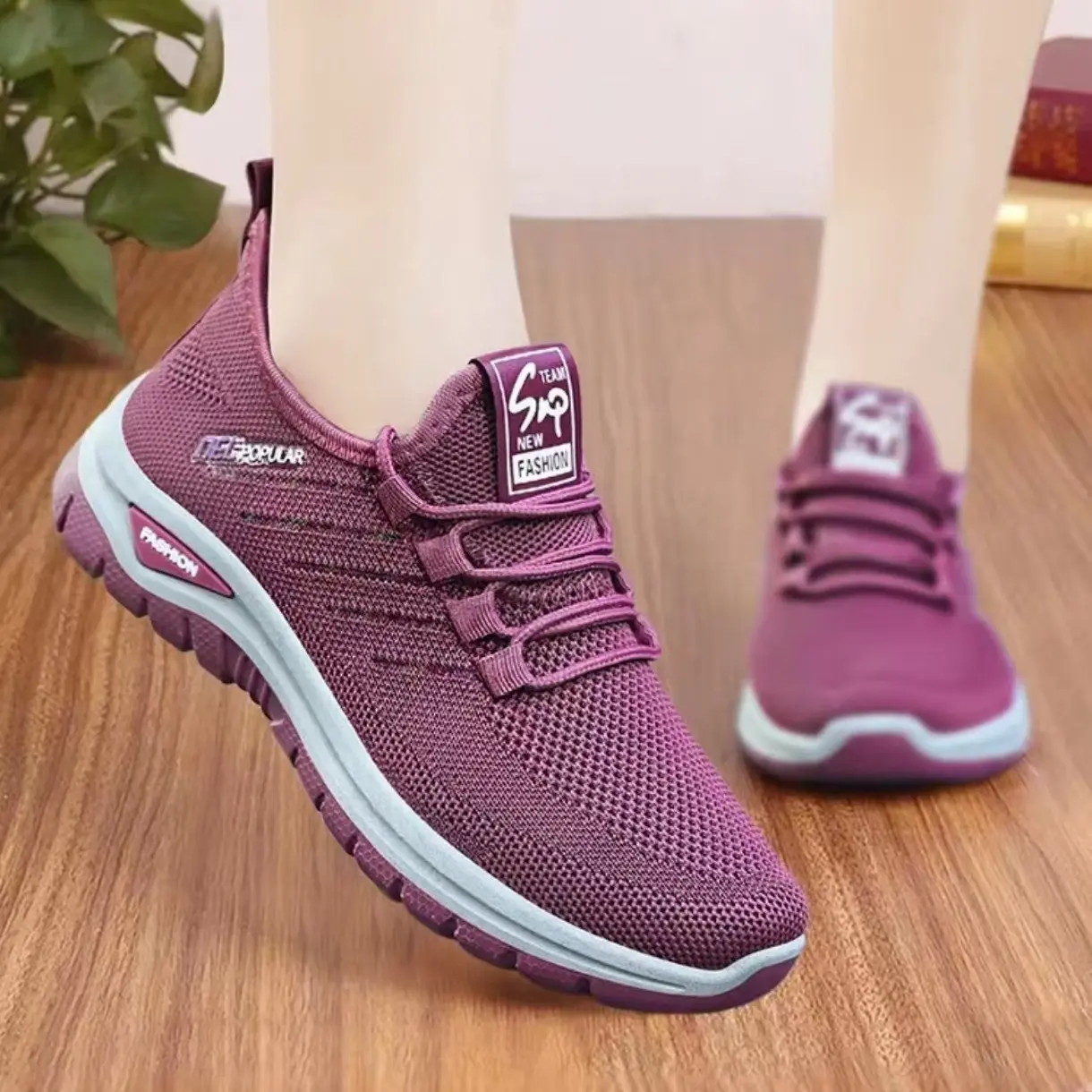 Women Breathable Knit Mesh Walking Sneakers Lightweight Textile Upper Low Ankle Casual Athletic Shoes, Wide Fit Non Slip Soft Sole Footwear, Shoes For Women, Outdoor Walking Sneakers, Lightweight Athletic Sneakers Daily Walking Shoes Stretch Knit Shoes