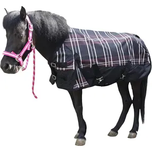600 Denier Ripstop Mini Horse Blanket 0g Fill Lightweight Waterproof Breathable Turnout Rain Sheet for Miniature Pony/Donkey Redplaid 51