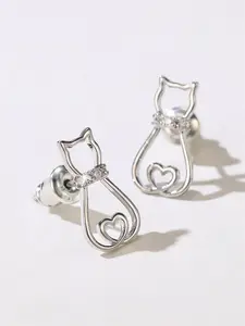 1 Pair Charm Cat Stud Cubic Zirconia Fashion Earrings For Women For Wedding Engagement Anniversary Party Jewelry Valentine's Day Gift