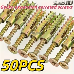 50 piece set of serrated expansion anchor bolts, heavy-duty metal wall anchors for home and office use - anti slip compression screws, high toughness, easy to install with home repair tool set, home repair tool set, hardware accessories, fasteners