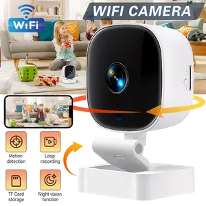 Mini Indoor WiFi Camera Smart Home Security Cam Night Vision Motion Alert Loop Recording TF Card Support Remote Monitoring Camera for Baby Pet Nanny Office Apartment