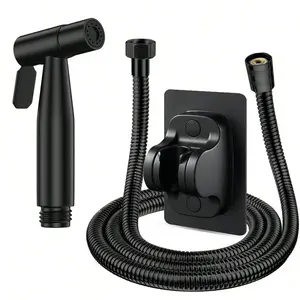 Stainless Steel Handheld Bidet Sprayer Set, 1 Set Including Handheld Bidet Sprayer & Hose & Holder & Other Accessories, Bathroom Accessories for Home Outdoor Garden Hotel