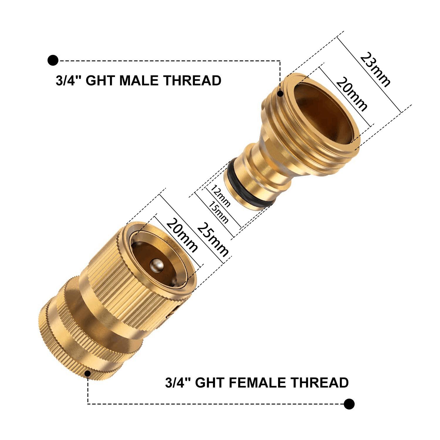Garden Hose Quick Connector, 1 Set Solid Brass 3/4 Inch GHT Thread Fitting, No-Leak Water Hose Female & Male Adapter, Garden Hose Connectors, Summer Gardening Tool Accessories Garden Hose Quick Connector, 1 Set Solid Brass 3/4 Inch GHT Thread Fitting, No-Leak Water Hose Female & Male Adapter, Garden Hose Connectors, Summer Gardening Tool Accessories