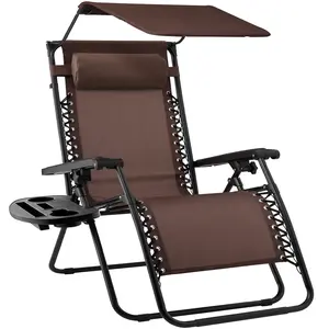 Best Choice Products Folding Zero Gravity Recliner Patio Lounge Chair w/ Canopy Shade, Headrest, Tray Best Choice Products Folding Zero Gravity Recliner Patio Lounge Chair w/ Canopy Shade, Headrest, Tray